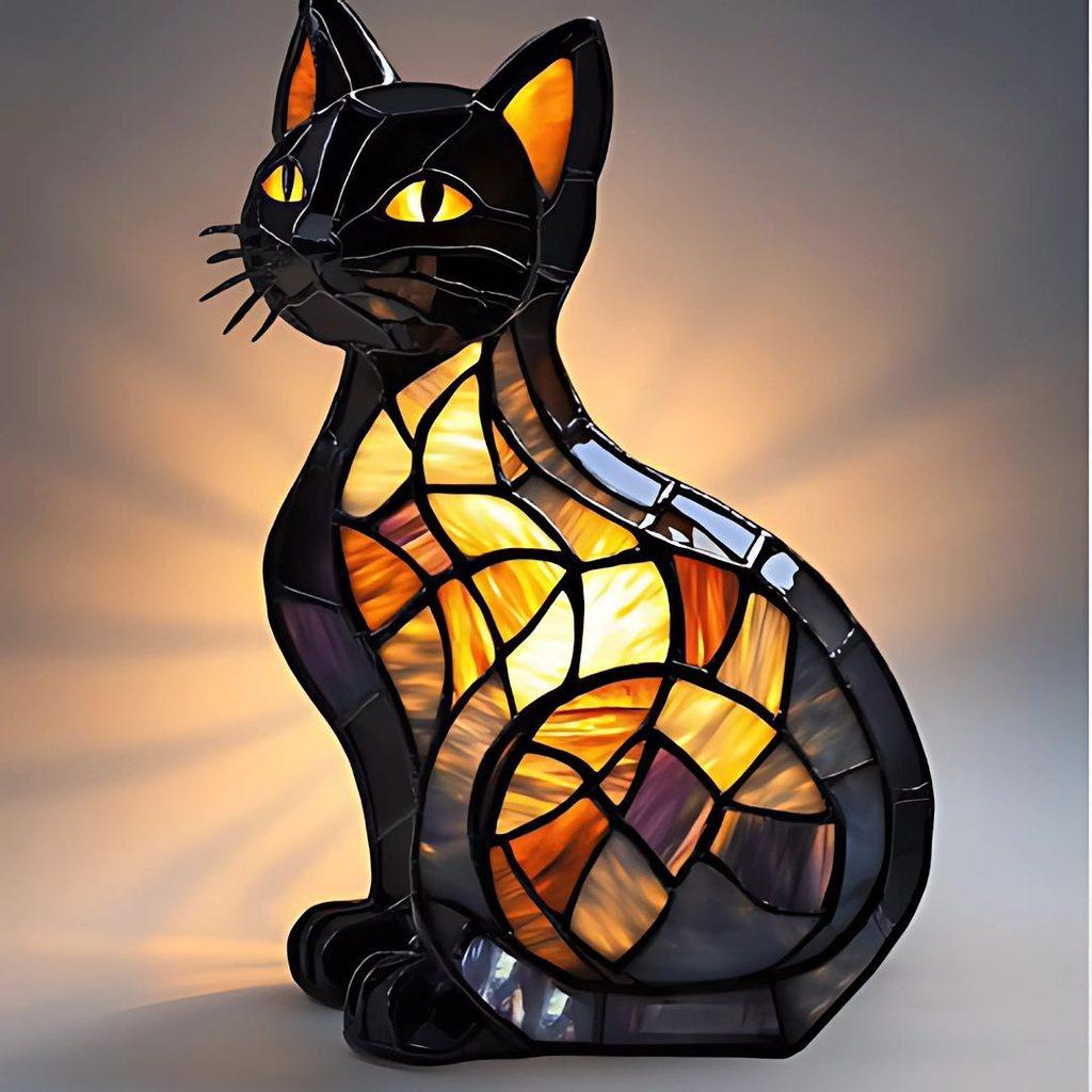 Gatto Cane Figurine in Resina Lampada LED con Interruttore di Alimentazione USB per Decorazione Soggiorno