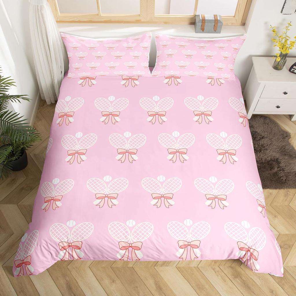 Comforter Tennis Court Twin Queentennis Competition Sports Game Grassland Comforter Geometric White Stripes Bedding Set