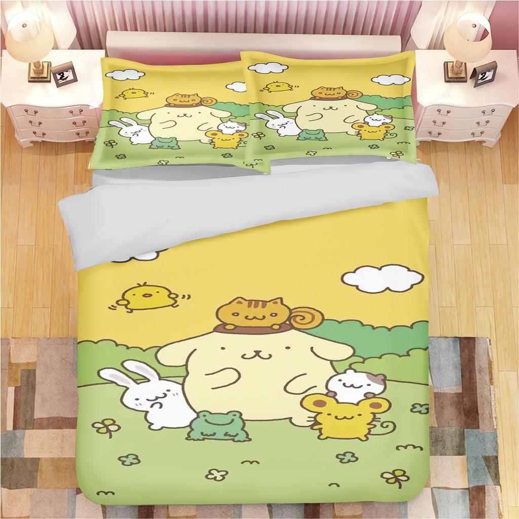 Poszewka na kołdrę z kreskówką Pompompurin Poliester Urocza Drukowana Miękka Pościel Szyta na Miarę Dom Obcy Pokój Dziecięcy Kołdra Prezent dla Dzieci