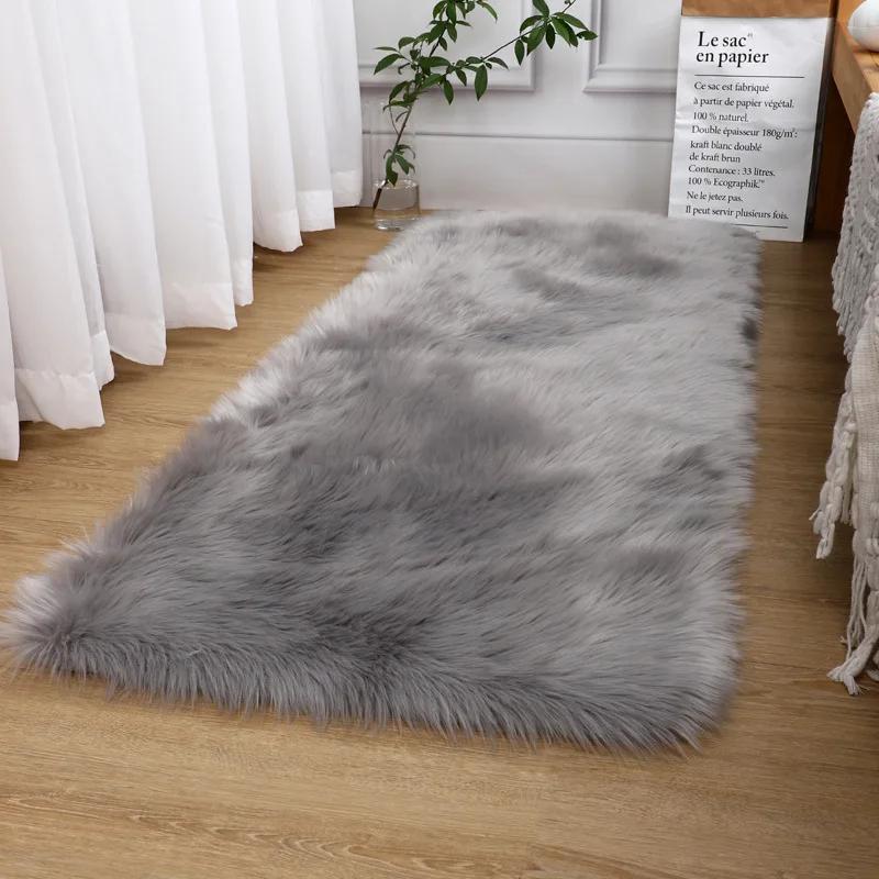 

Зимние чехлы для диванов из искусственного меха для гостиной, европейский стиль, имитация шерсти, плюшевая подушка для сиденья дивана, роскошный длинный плюшевый чехол 50x50cm серый