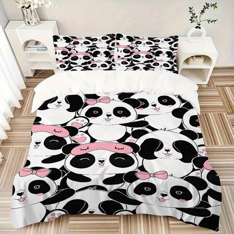 3pcs Panda, Cute Bedding Set, Breathable and Soft, Suitable for All Seasons, Ideal for Home Use, Suitable for Bedroom Decor 21127