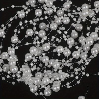 1pc Beaded Garland - Elegant White Artificial Pearl-Style String, Suitable for Christmas Tree, Wedding, Party Decorations