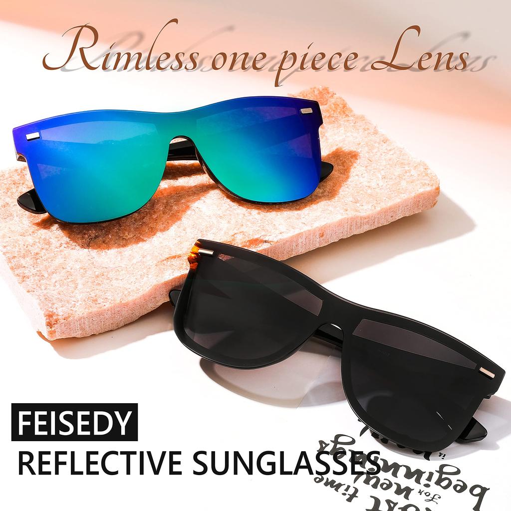 Feisedy Sunglasses for Rimless Mirror Integrated UV400 UV B4114 Men, Sunglasses, Lens, Protection, Women's, Protection, Driving, Fashion,