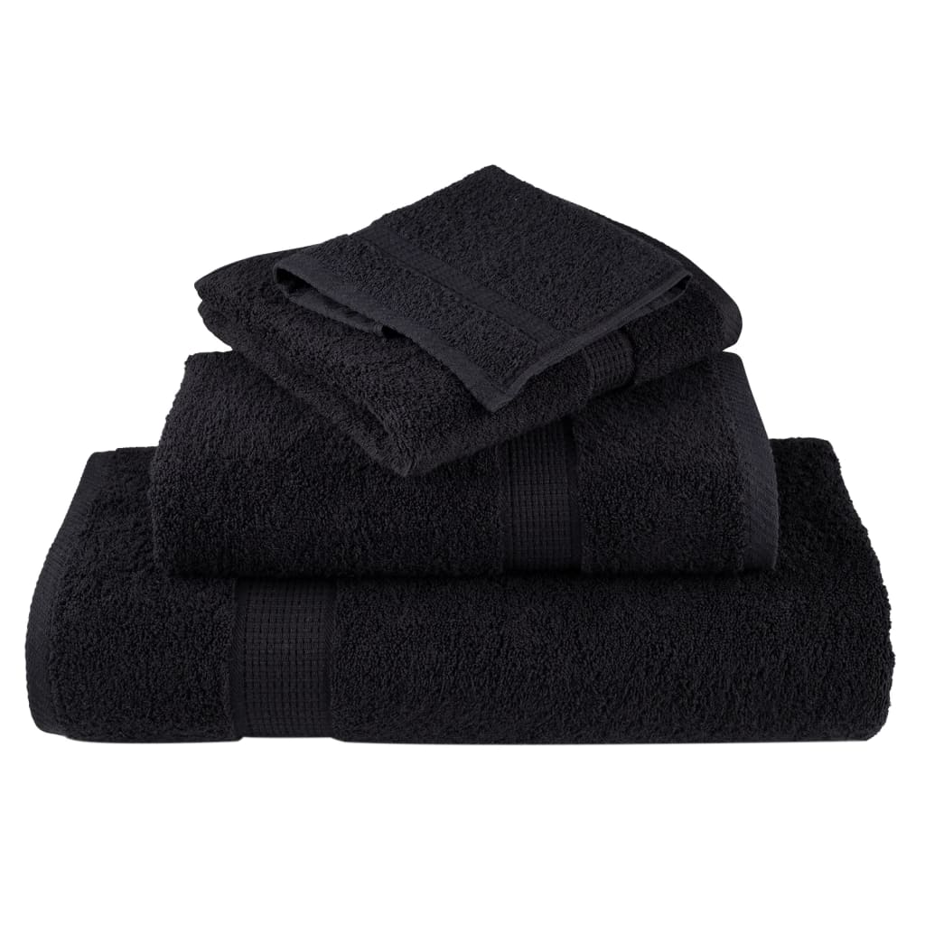 Vidaxl Ręczniki Premium Solund, 10 Szt., Czarne, 100X200 Cm, 600 G/Cm²
