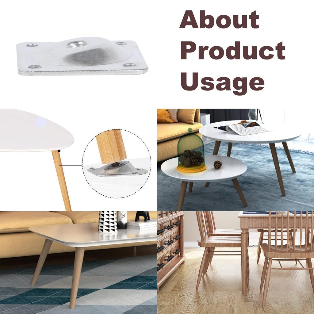 Logyues 4-Pack Furniture Leg Mounting Plates, Washers, Square, 4.8x4.8cm, Iron, 12 Degree Angle, with Screws, Silver