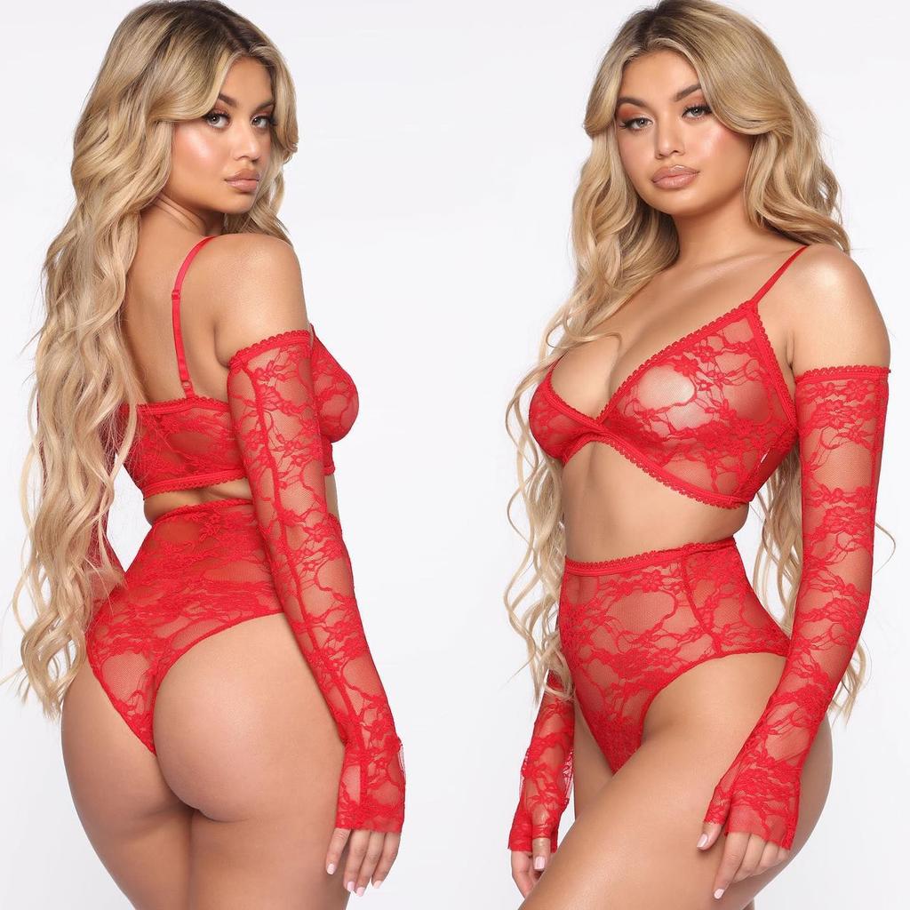 Sexy Dessous, Rüschen, erotisches Tanktop, Nachtwäsche, ausgehöhlt, transparentes Netz, langärmelige, lockere BH-Tops, abgeschnitten, exotische Bekleidung