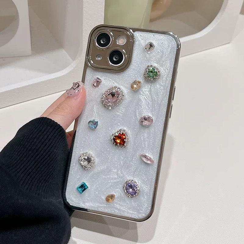 Three Dimensional Sparkling Gemstone Suitable For iPhone 13 Case 15 12 14 11 Pro Max All Inclusive Anti Fall Protective Cover