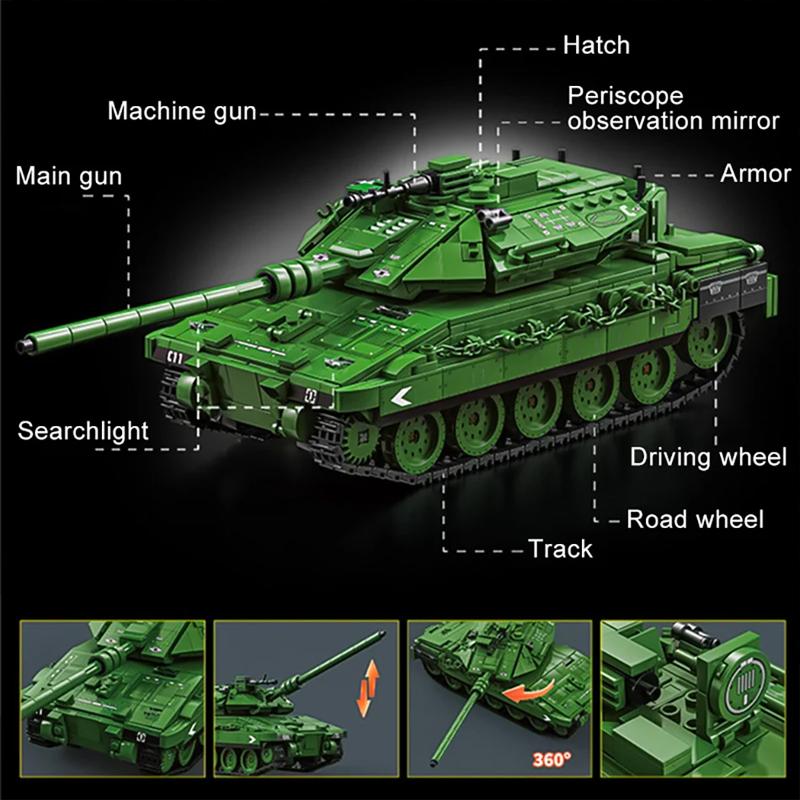 1023 PCS Tank Building Block Toy, Exquisite Tracks, Hand-assembled Educational Ornament