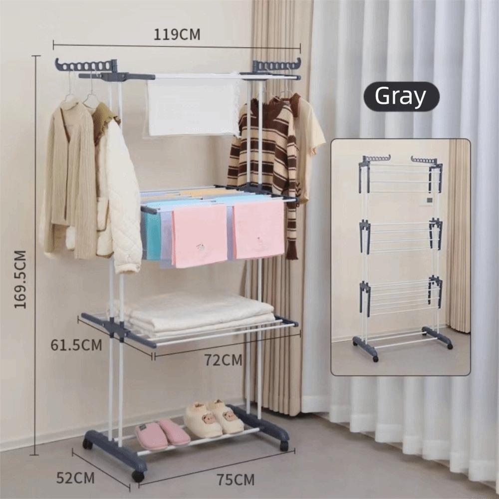 

Space Saving Plastic Clothes Drying Rack 4-Tier with Hook Foldable Clothes Airer Large Size Movable Clothing Rack Indoor/Outdoor