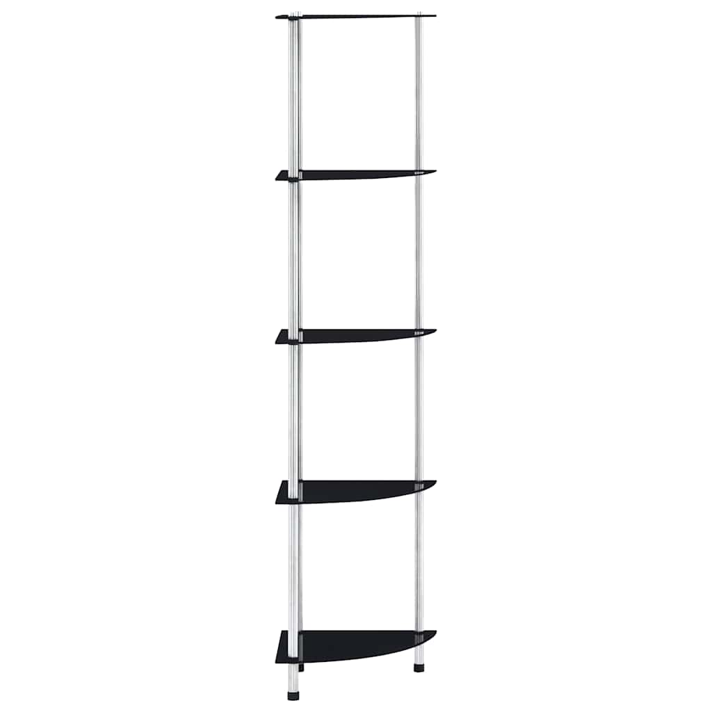 5 Shelf Display Rack in Black 30 x 30 x 130 cm Tempered Glass