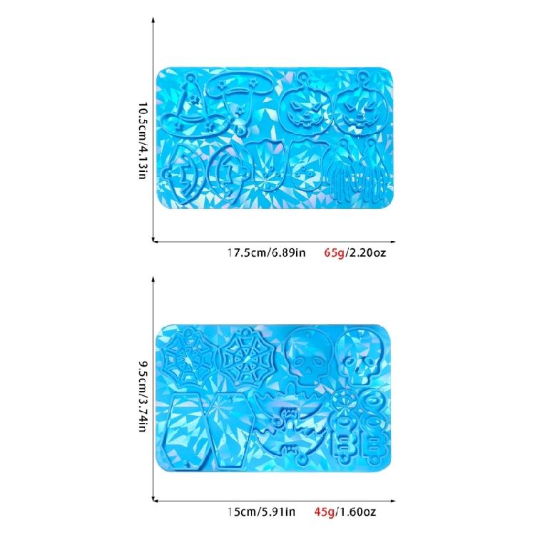 Halloween Skull Resin Molds Handmade Holographic Decorations for Earrings Keychain Hanging Pendant Jewelry Making Tools