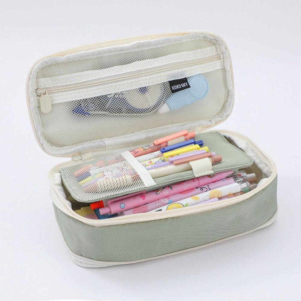 Large Capacity Pencil Case Canvas Storage Bag Cute Pen Box Student Gift