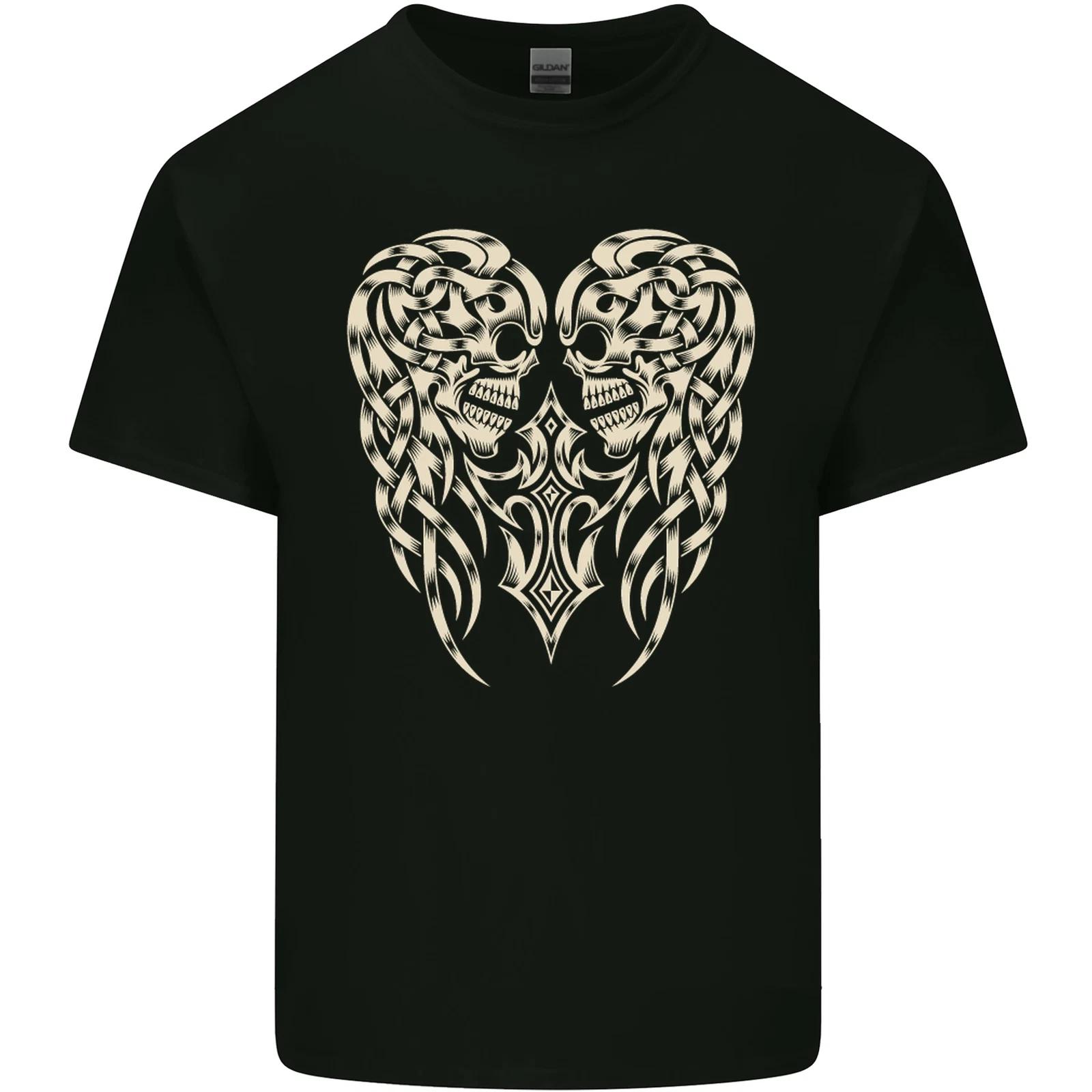 Angel Skull Wings Motorcycle Biker Kids T-Shirt Childrens M
