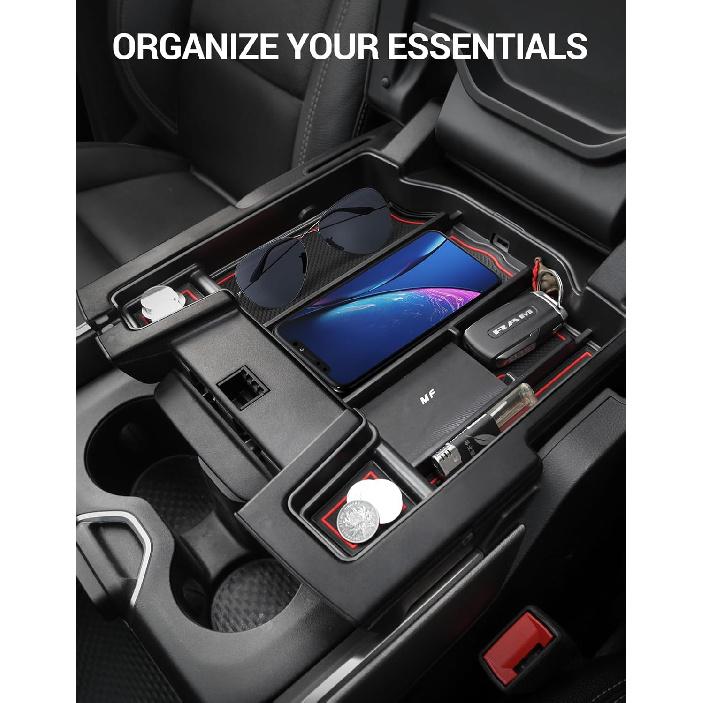Motrobe Center Console Organizer Tray For Dodge RAM 1500 2500 3500 Armrest Storage Box Accessories 2025 2024