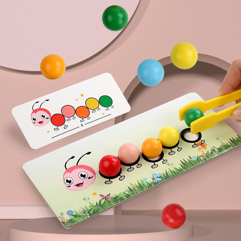 Wooden Caterpillar Bead Game for Kids: Enhances Hands-On Skills, Color Recognition, and Early Learning