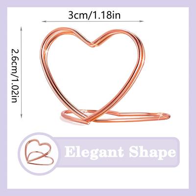 20pcs Double Heart Shape Metal Memo Holder Table Placecard Holder Photo Clip Card Stand Wedding Birthday Party Home Decoration