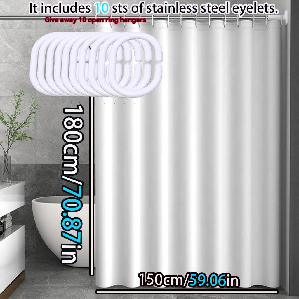 Modern Simple Pure White Shower Curtain Peva Material Is Easy To Clean Suitable For Bathroom Privacy And Decoration