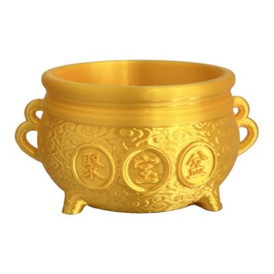 Cuenco del Tesoro Dorado Impreso en 3D Cuenca de la Riqueza y la Prosperidad Figurilla Trae Buena Suerte Fortuna Maceta de Dinero Adorno Feng Shui