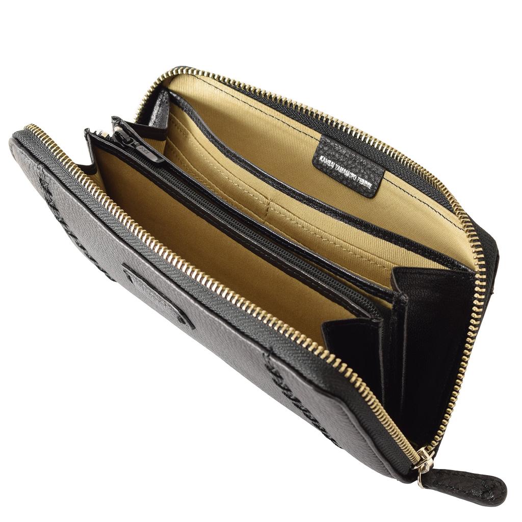 KANSAI YAMAMOTO Long Wallet with Coin Genuine Women's Purse, Leather, MJ-4508 (Orange)