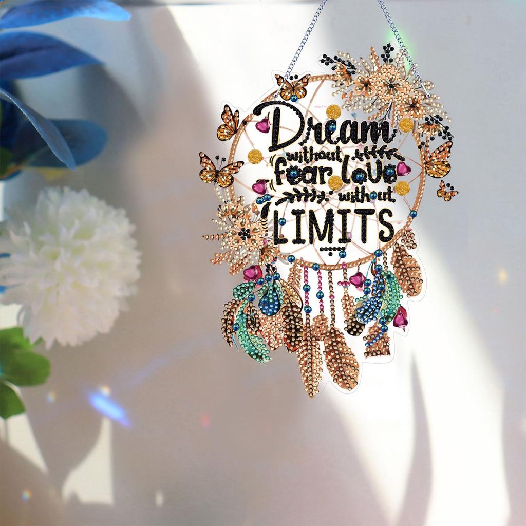 1Pc 5D Acrylic DIY Material Kit Dreamer Butterfly Dream Catcher Diamond Painting Door Hanging Wall Hanging