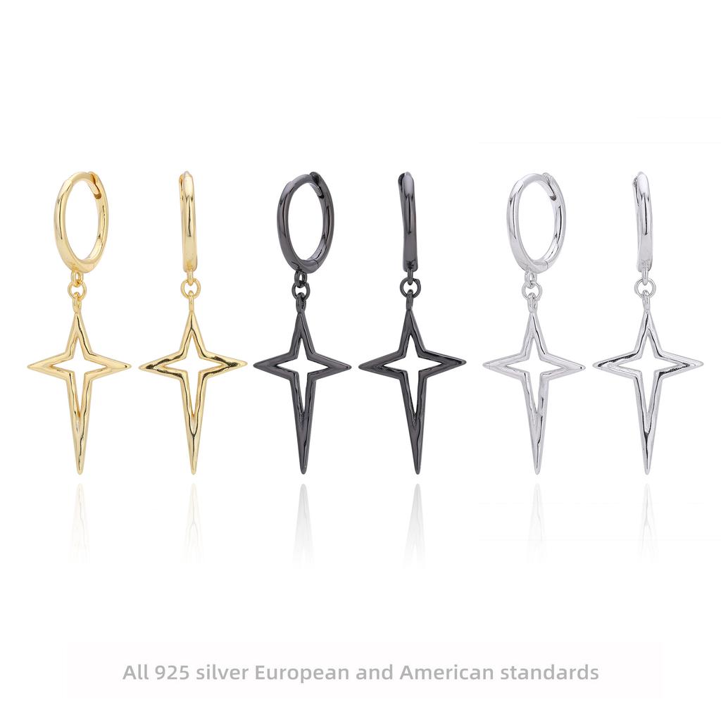 The New S925 Sterling Silver Ear Buckles Are Fashionable and Individual and the Sparkling Cross Earrings Exude a Touch of Luxury