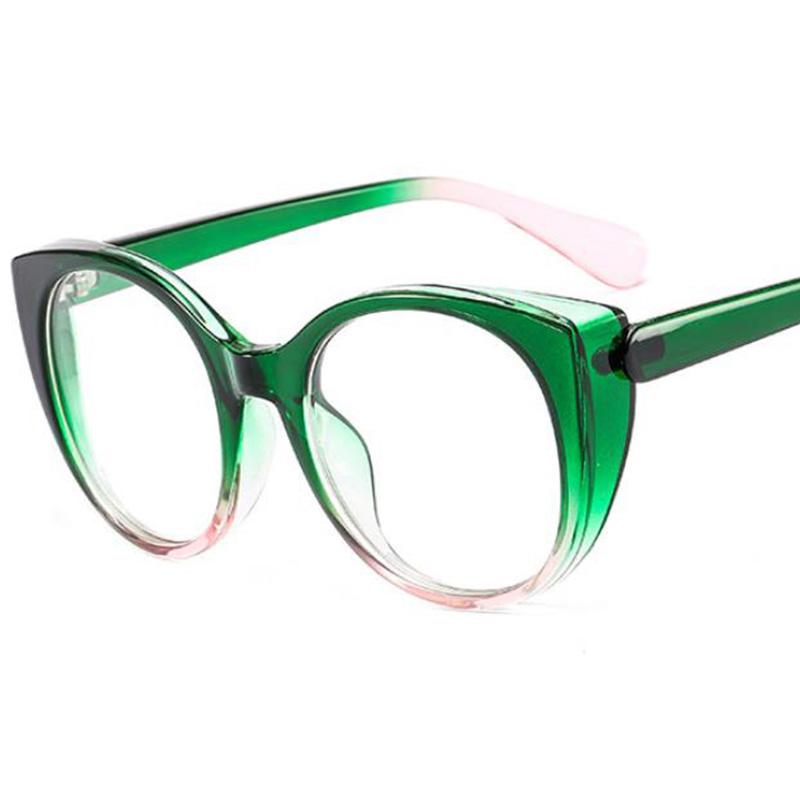 Nearsighted Glasses Women Myopia -0 to -6.0 Round Cat Eye Anti Blue Light Oversized Prescription Glasses