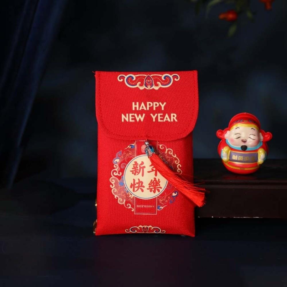Traditional Spring Festival Red Envelope Tassels Printed Lucky Money Packet Hongbao Blessing God of Wealth Red Pocket Gift