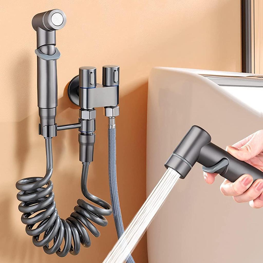 Family Corner Valve Toilet Nozzle - Dual Outlet Flush, One Inlet and Two Outlets, Handheld Basin Nozzle, Easy To Install and Space Saving