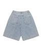 CHAMBROS Wide Non-Faded Single-Pleat Bermuda Denim Half Pants [Light Blue]