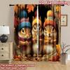 2D Flat Printing 2pcs Party Curtain Cute Squirrels Autumn Cozy Nuts Digital Printed Polyester Drapes Festive Wall Decor for