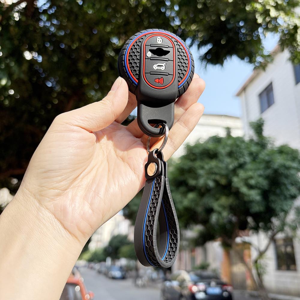Protection Holder Interior Accessories For Bmw Mini R56 Cooper Mini Clubman 3/4 Butttons Keychain Silicone Cover Fob Key Case