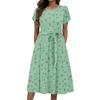 Women's Summer Fashion Round Neck Casual Plant Floral Print Short Sleeve Dress