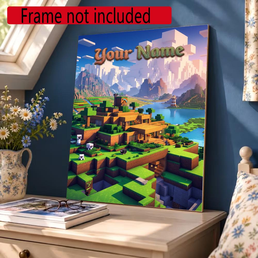 Minecraft Personalized Name Round Diamond Painting Kit Diamond Embroidery Painting Rhinestones Mosaic Frameless Handwork Decoration Arts