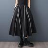 Plus Size High Waist Black Vintage Stripe Spring Summer Autumn Casual Loose Long for Woman Skirts Womens Skirt