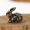 Key Charm Vintage Realistic Brass Zodiac Animal Rabbit Miniature Keychain Pendant for Car