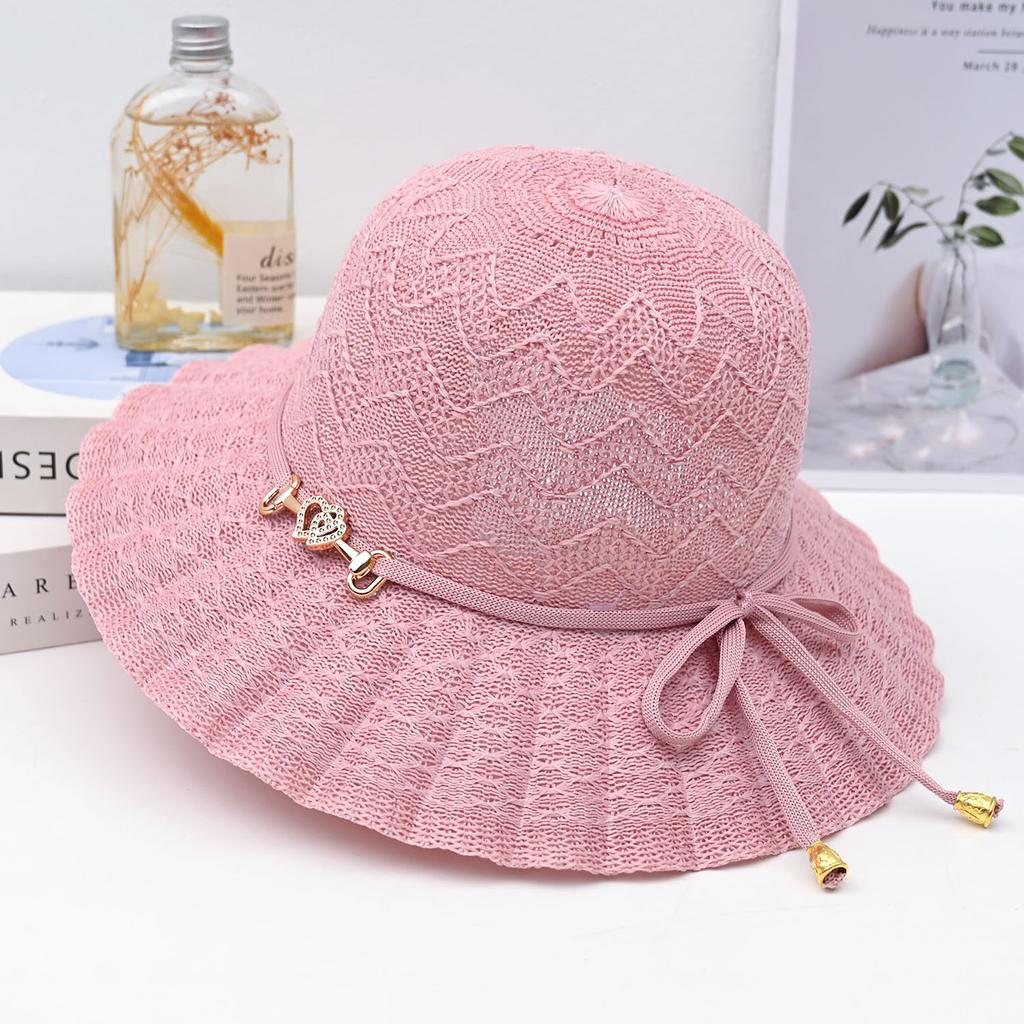 Summer new women's big edge straw hat bow breathable sunscreen sun hat outdoor UV protection sun hat