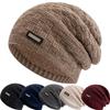 New Unisex Fashion G.S Metal Mark Hats Plush Fur Lined Hats For Men Women Warm Beanie Cap Casual Label Decor Winter Knitted Hats