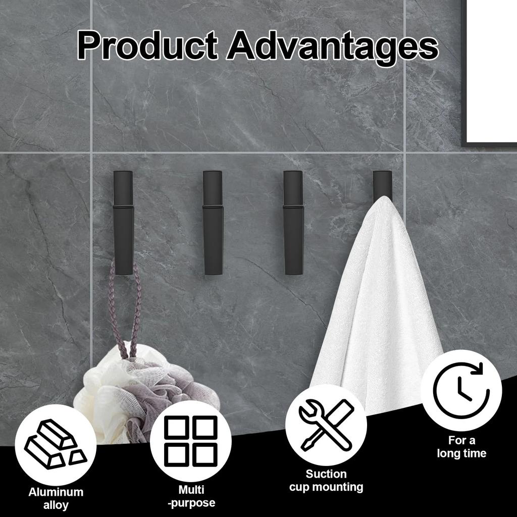 8 Pcs Wall Hooks Zinc Alloy Towel Hooks Bathroom Accessories Coat Hooks Towel Hook Multipurpose Robe Hooks for Key Hat Bag Home