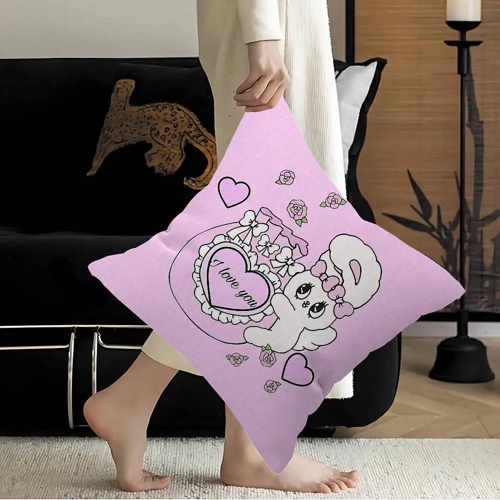 E-Esther Bunny Cartoon Cushion Cover Decorative Pillow Sofa Home Decor Case Pillow Cases