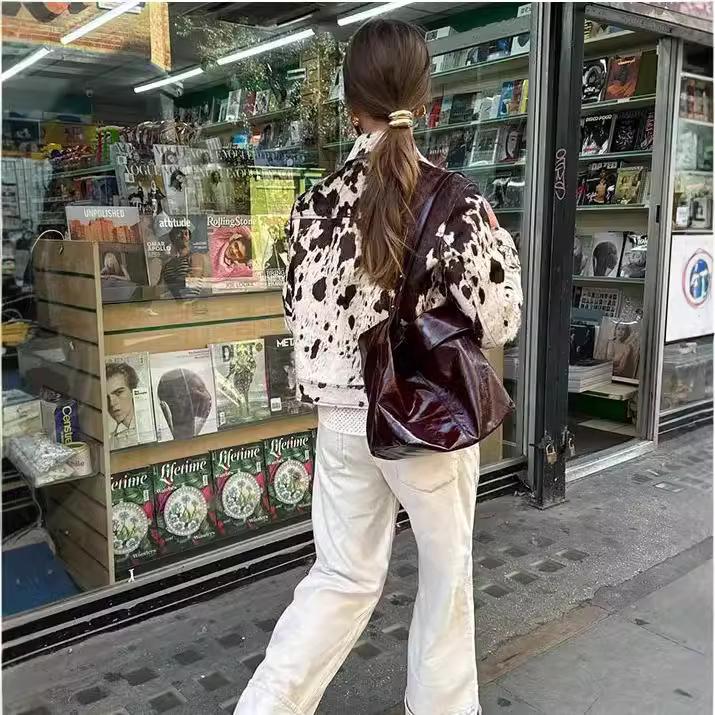 Women'S Lapel Print Shirt Jacket Jacket Casual Versatile