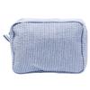 Seersucker Travel Organizer Zipper Closure Makeup Pouch Portable Large Make Up Organizer Waterproof Nylon for Women Girls Purse