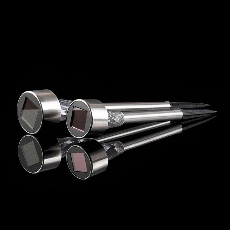 Solar LED Outdoor Lawn Lamp: Garden Lighting with Stainless Steel and Glass Ground Stake.