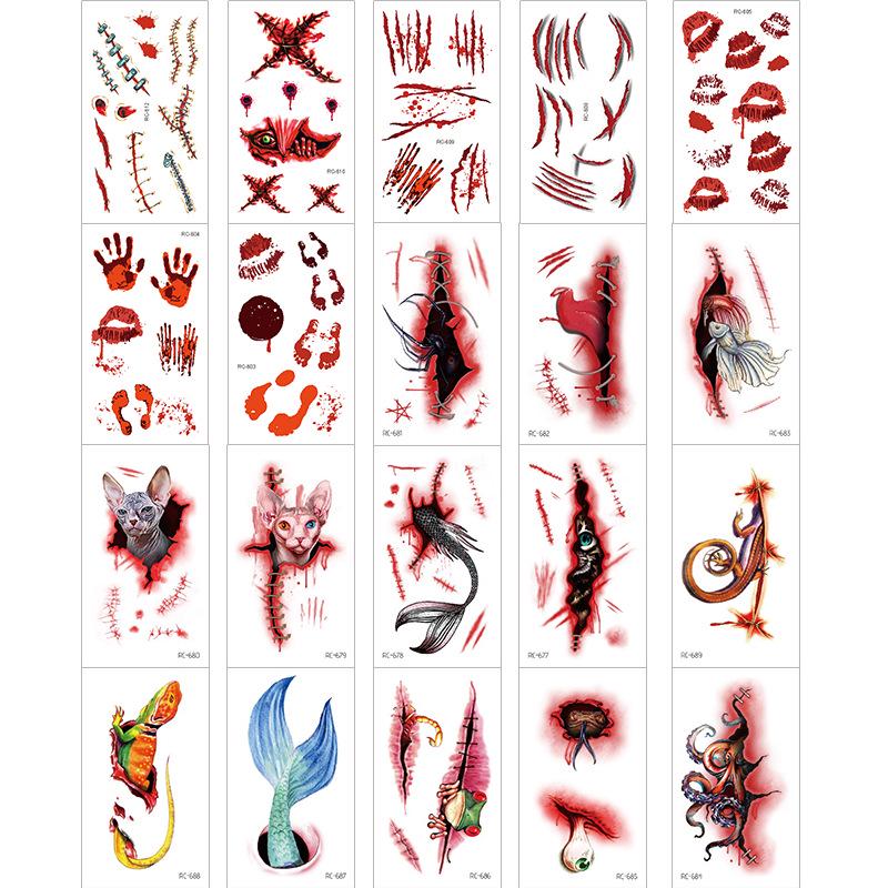 

Halloween Horror Scar Tattoo 20-Piece Set 6x10.5cm, 20 sheets