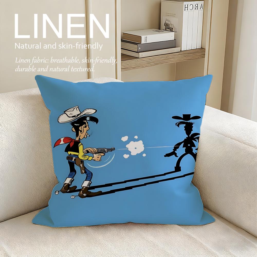 Cartoon Lucky Luke Cushion Cover Pillowcase Set Pcs x x Breathable Washable Sofa Cushion Cover 30X30cm