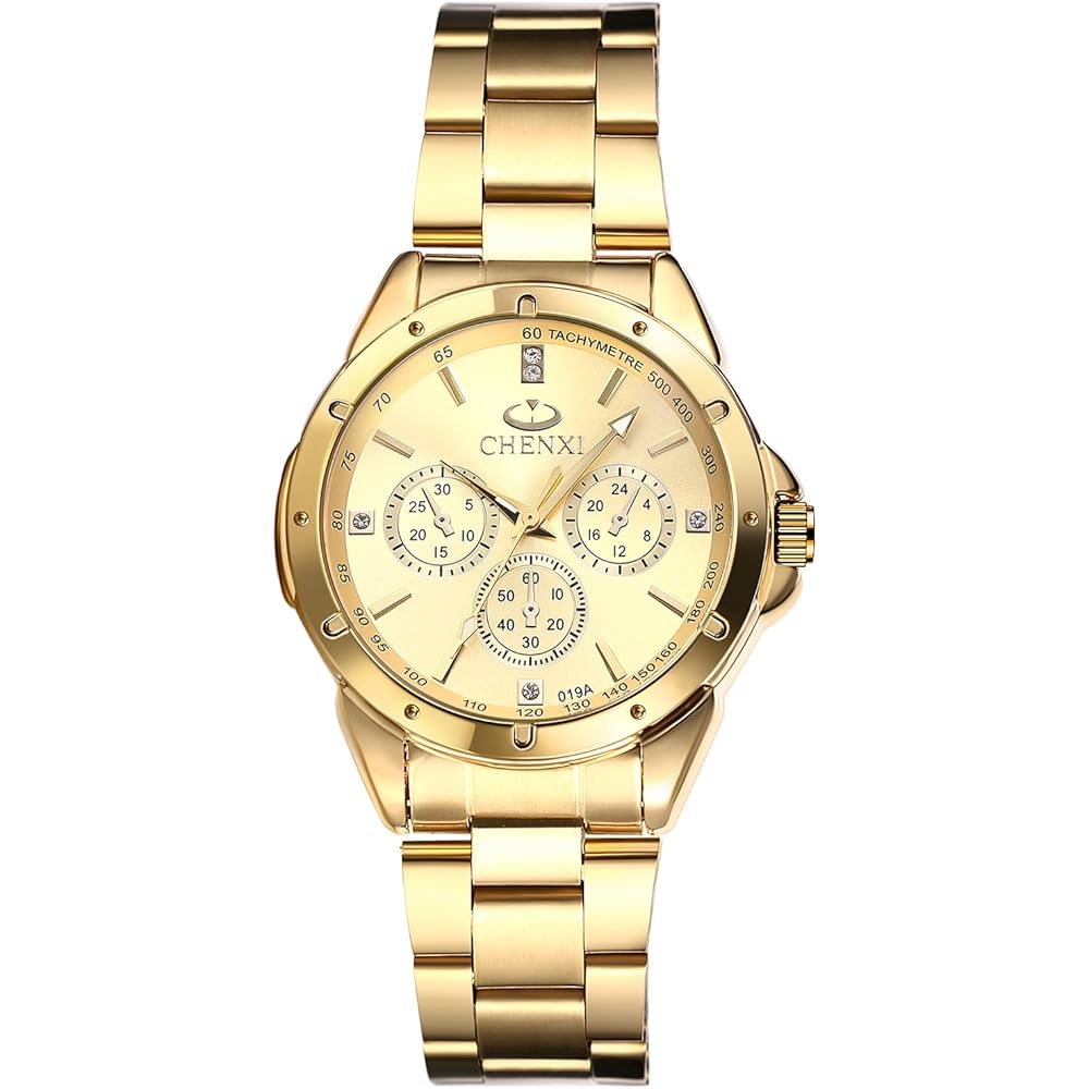 "Women's Stainless Steel Waterproof Analog Watch Gold Small Second Hand Fashion Accessory"