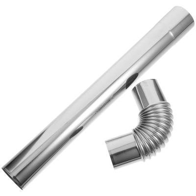 1 Set 1 Set Of Chimney Flue Flexible Stainless Steel Metal Stove Exhaust Heating Kitchen Vent Hose Camping Bbq Smoke Duct