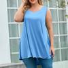 Damen Mode Große Größe Rundhals Ärmellos Lässig Farbe Locker Pullover Top