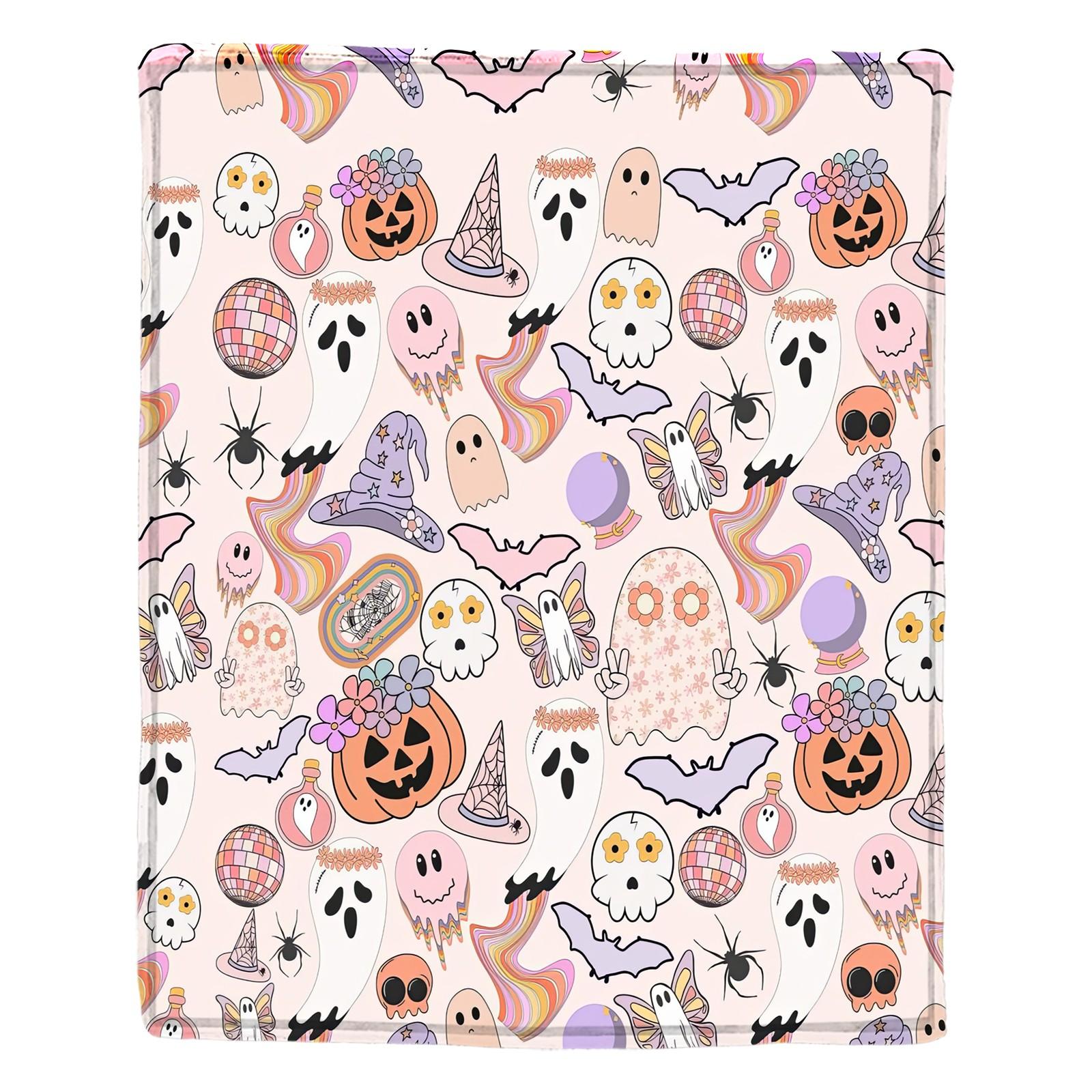 

Одеяло с принтом на Хэллоуин S розовый