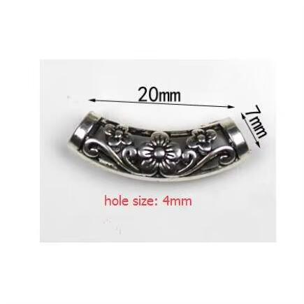 20Pcs/Lot Tibetan Silver Carved Tube Spacer Beads Charms Metal Hollow Big Hole Beads For DIY Bracelet Jewelry Making Accessories