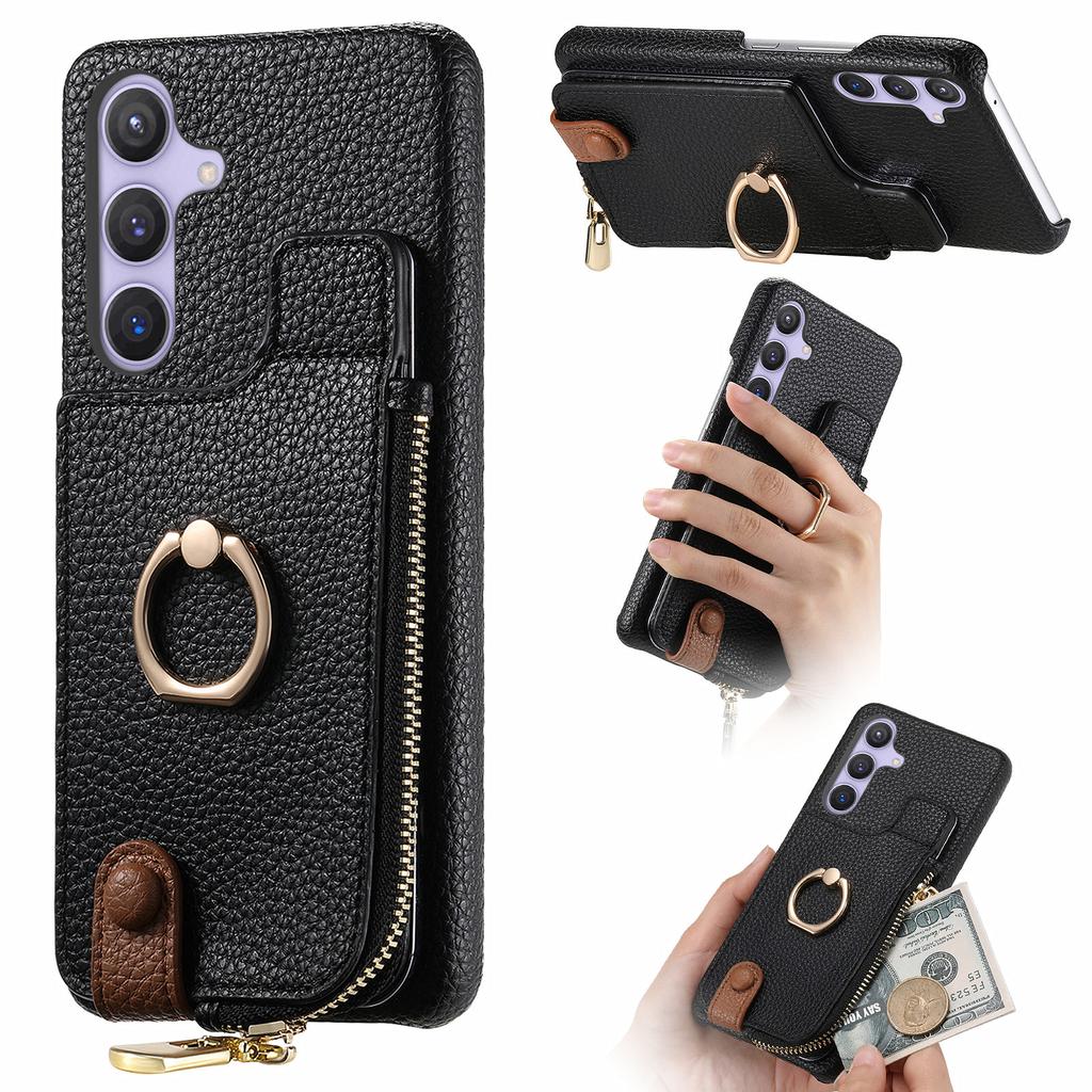 For Samsung Galaxy S25 Case RFID Blocking Phone Wallet Cover Supports Magnetic Car Holder